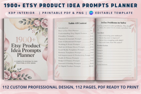 1900 Etsy Product Idea Prompts Planner