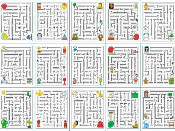 50 Easy to Hard Maze Puzzles for Kids