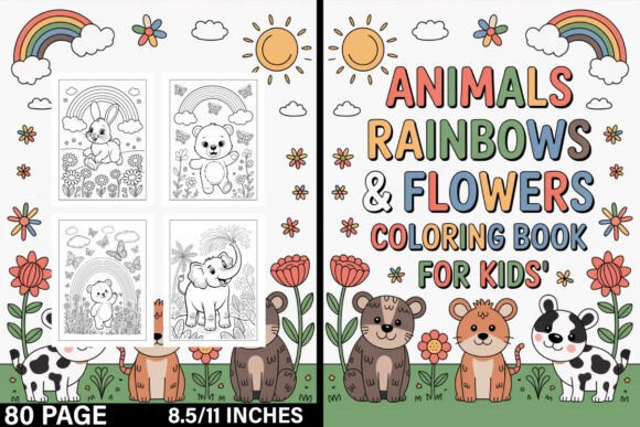 Animals, Rainbows, and Flowers: A Coloring Book That Brings Joy to Young Artists